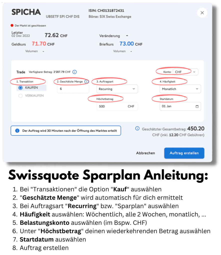 Swissquote savings plan guide swissquote recurring investment etf savings plan share savings plan cost which available tutorial